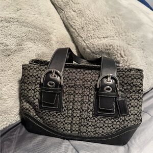 Coach Black and Gray Signature Jacquard Tote